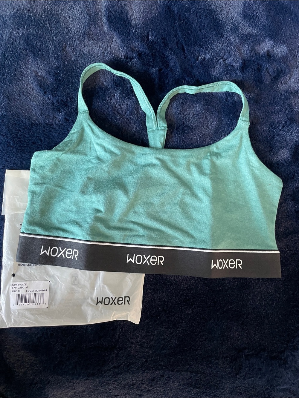 Woxer Jade Green Seamless Icon 2.0 Sports Bralette with Logo Band
